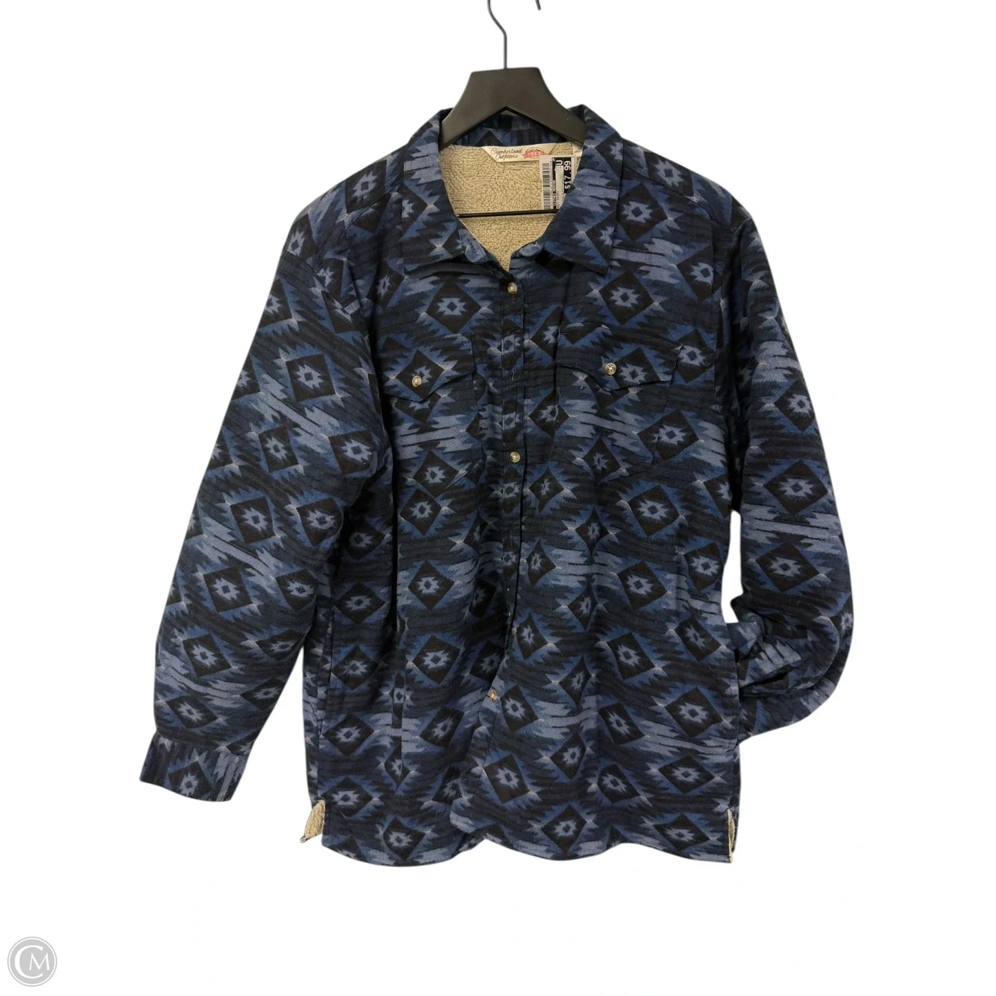 Jacket Shirt By Clothes Mentor In Blue, Size: L