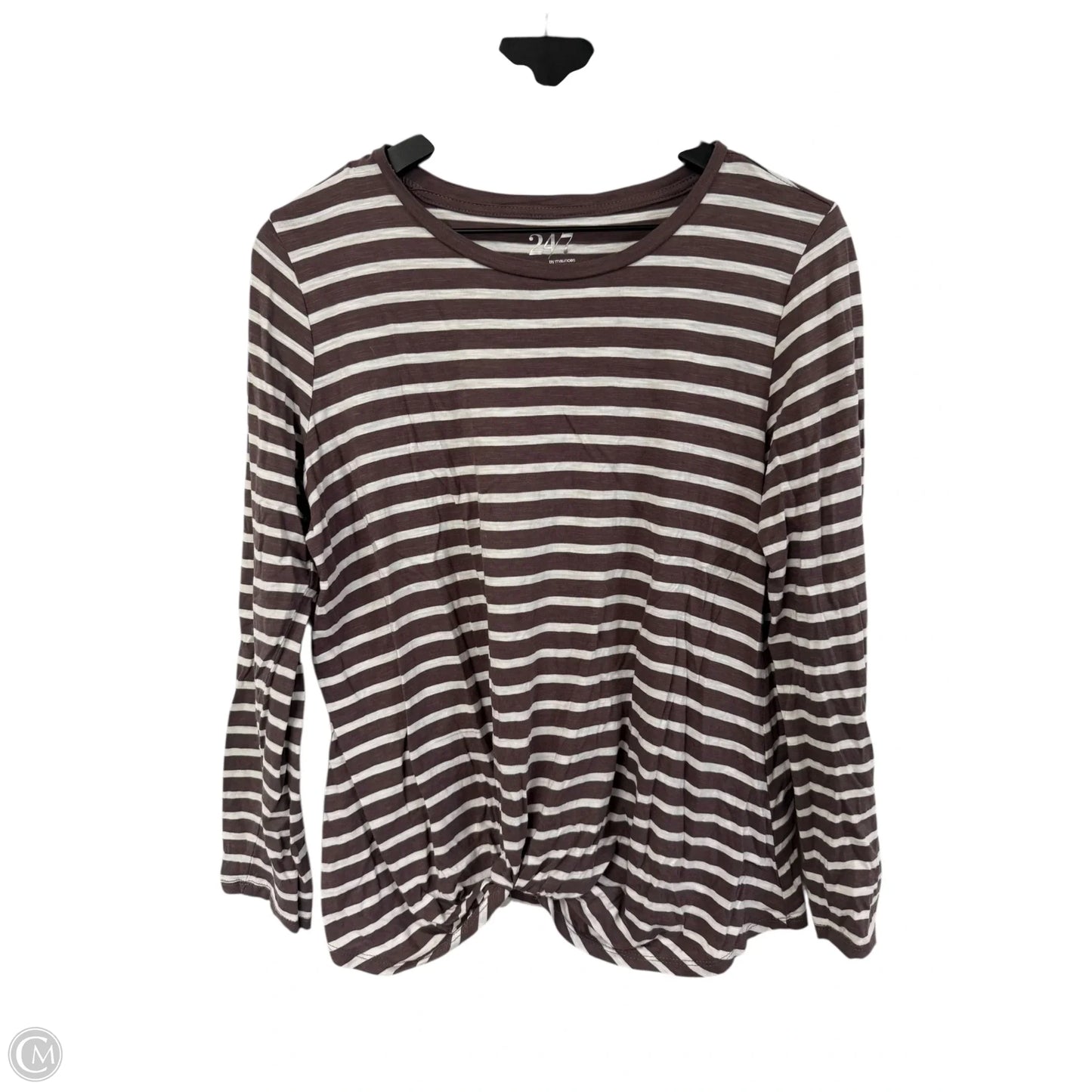 Top Short Sleeve By Maurices In Brown & White, Size: L