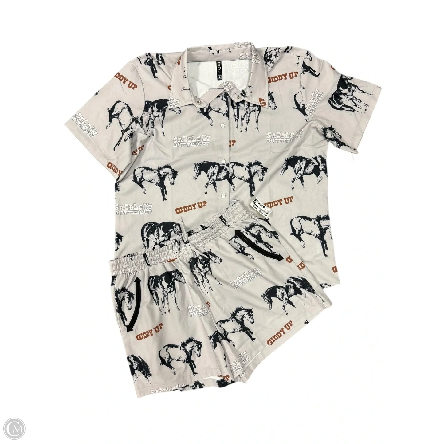 Shorts Set By Clothes Mentor In Grey, Size: L