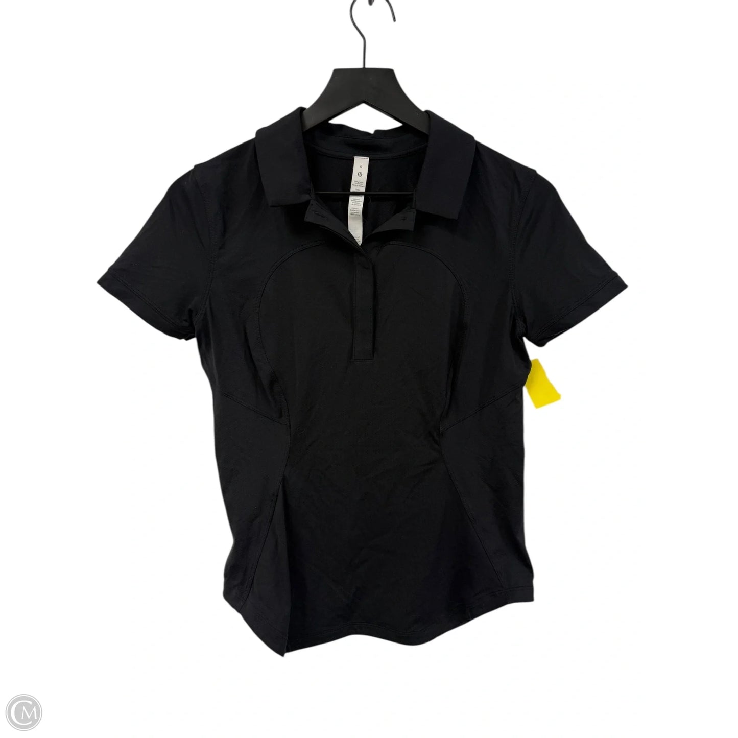 Athletic Top Short Sleeve By Lululemon In Black, Size: 6