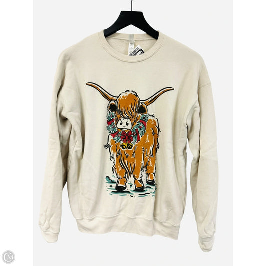 Sweatshirt Crewneck By Bella + Canvas In Cream, Size: S