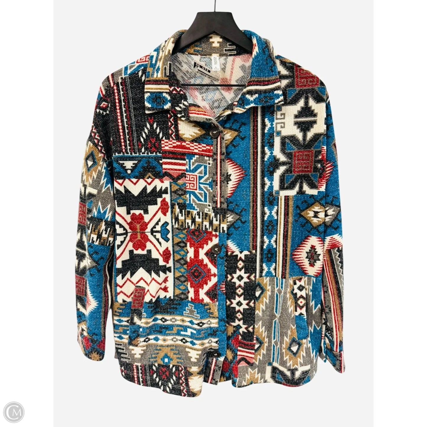 Blouse Long Sleeve By Zenana In Multi-colored, Size: L