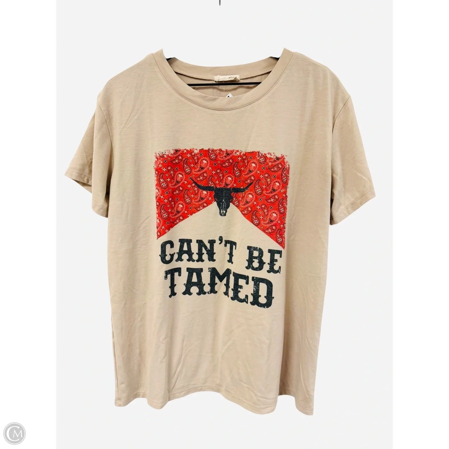 Top Short Sleeve Basic By Clothes Mentor In Tan, Size: L