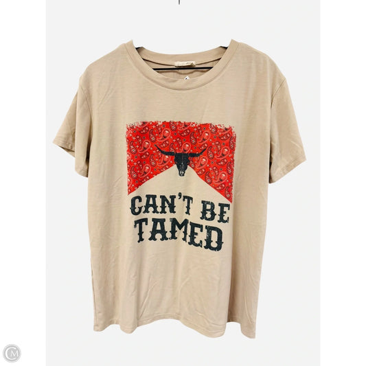 Top Short Sleeve Basic By Clothes Mentor In Tan, Size: L