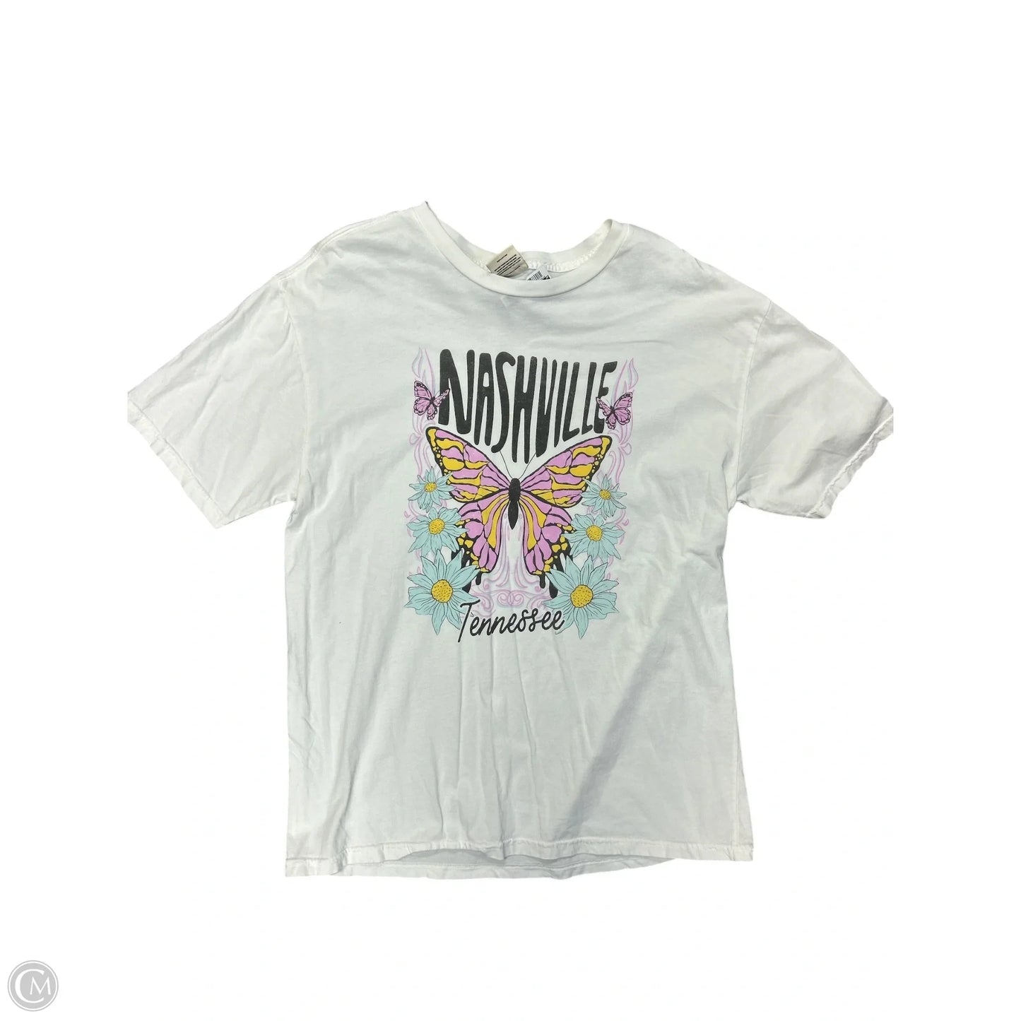 Top Short Sleeve Basic By Clothes Mentor In Cream, Size: M