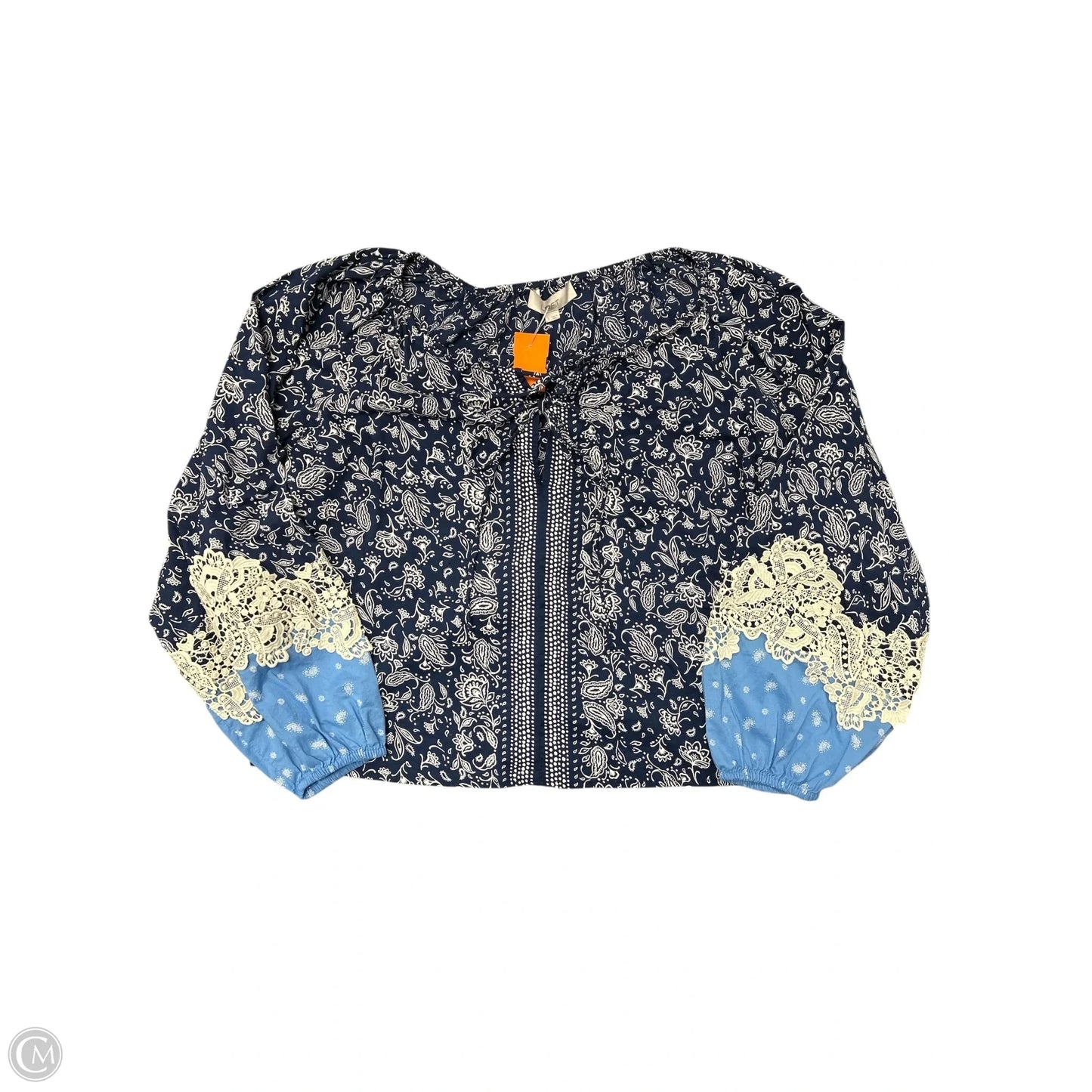 Top Long Sleeve By Loft In Blue & White, Size: S