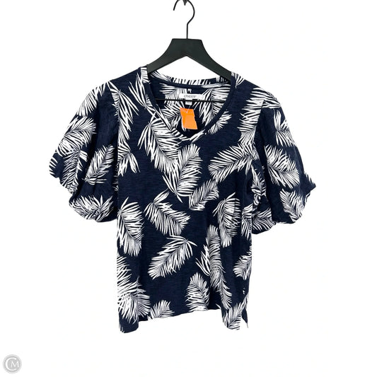 Top Short Sleeve By Chicos In Blue & White, Size: S