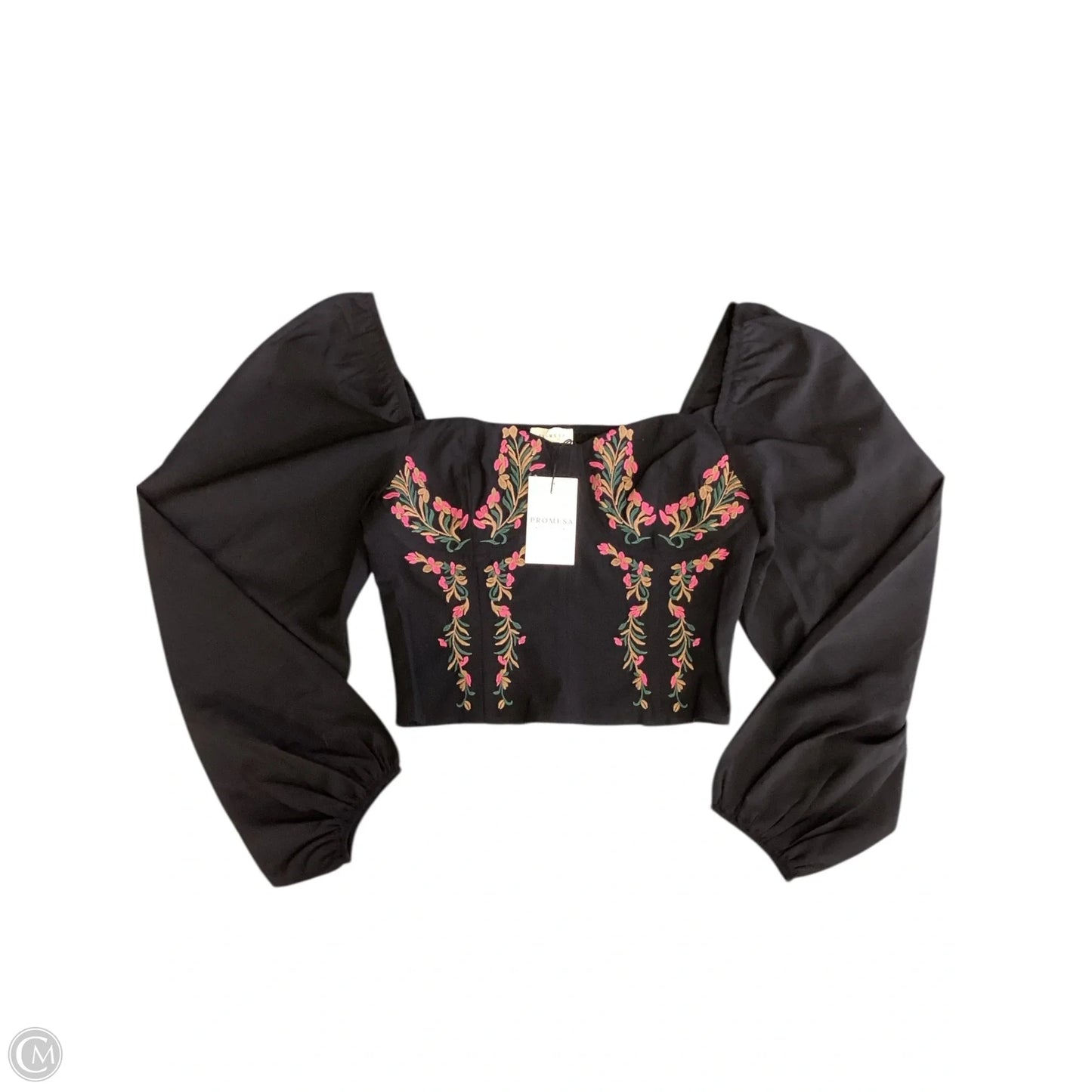 Top Long Sleeve By Promesa In Black, Size: L
