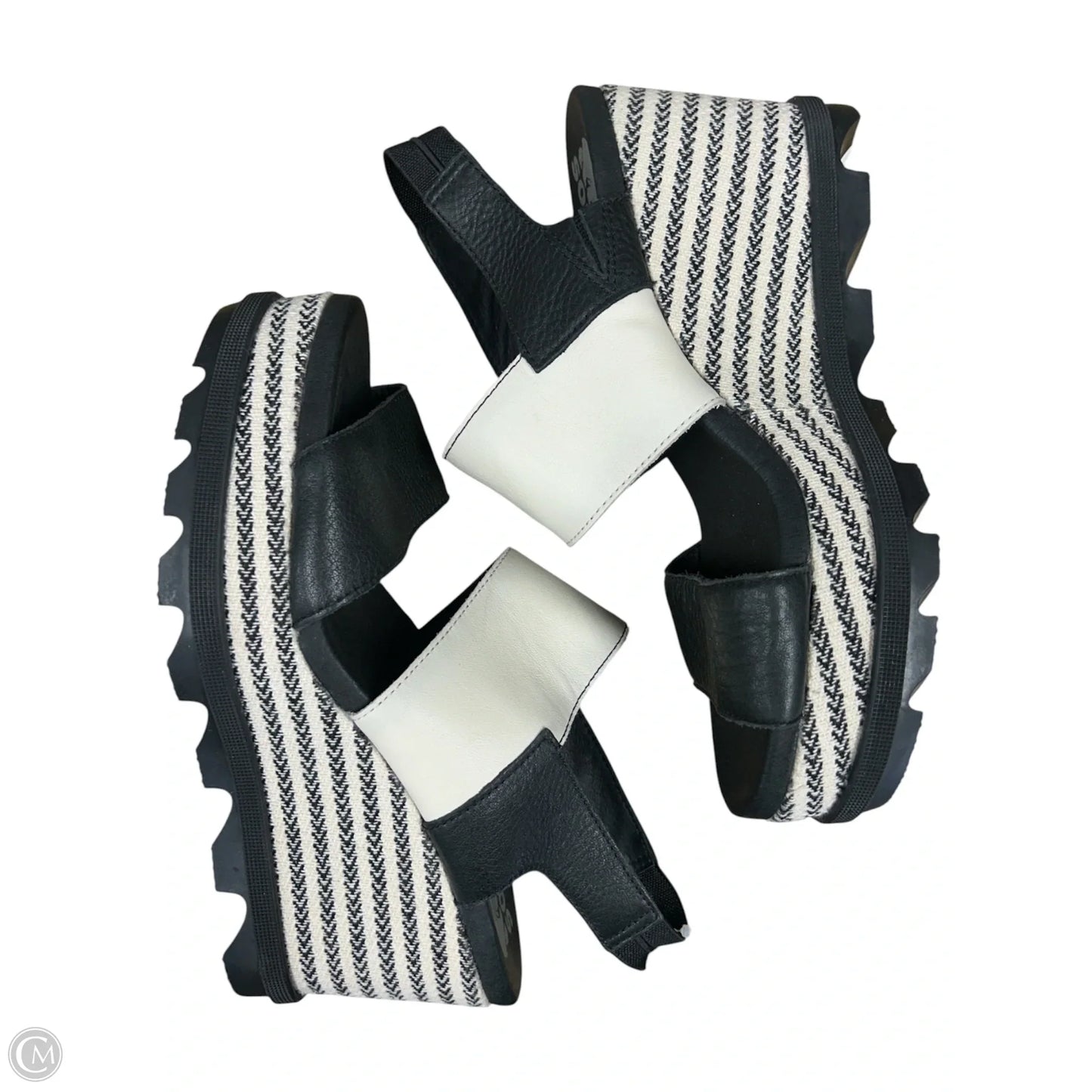 Sandals Heels Wedge By Sorel In Black & Cream, Size: 9
