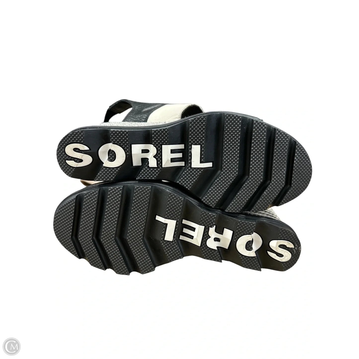 Sandals Heels Wedge By Sorel In Black & Cream, Size: 9