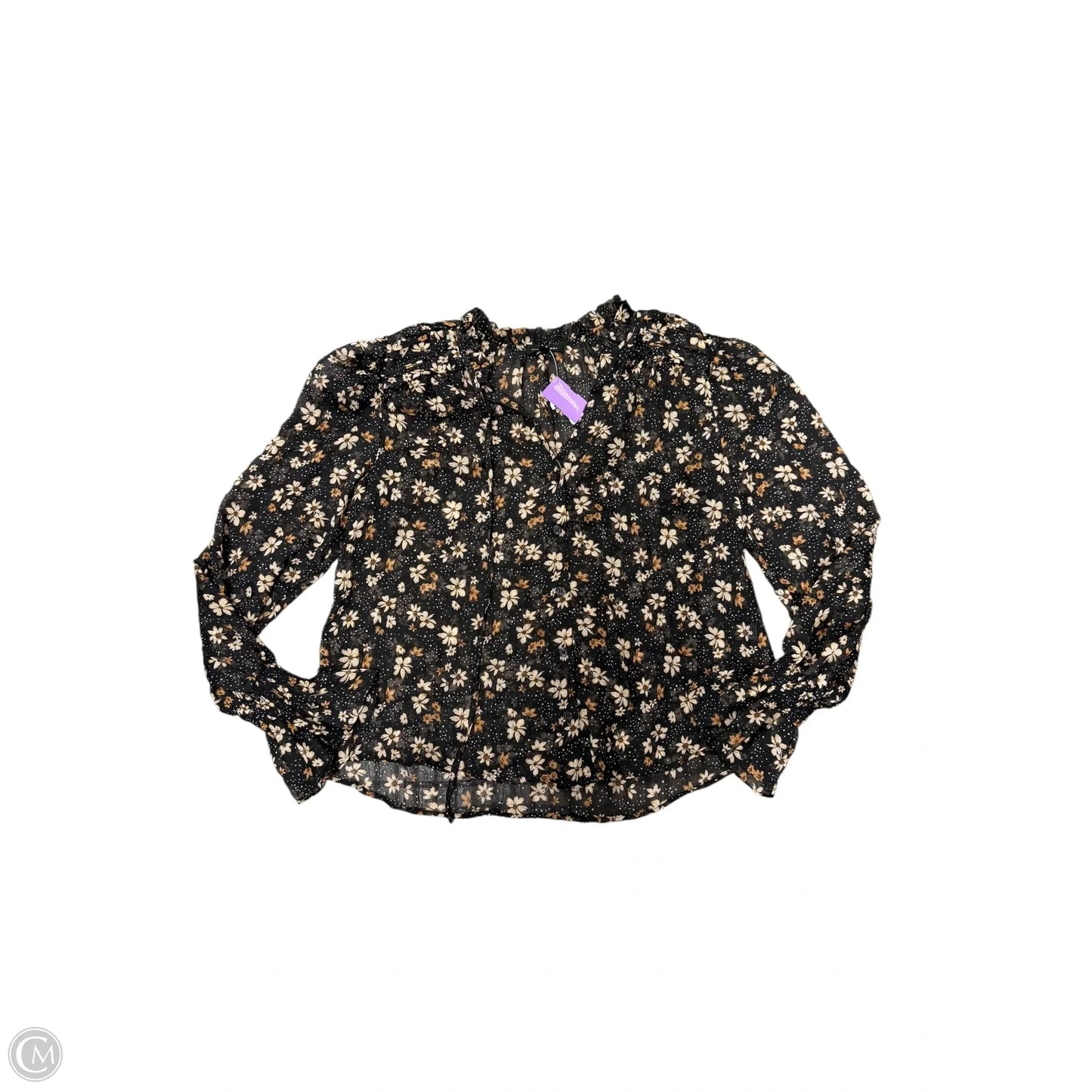 Top Long Sleeve By Blu Pepper In Black & Tan, Size: S