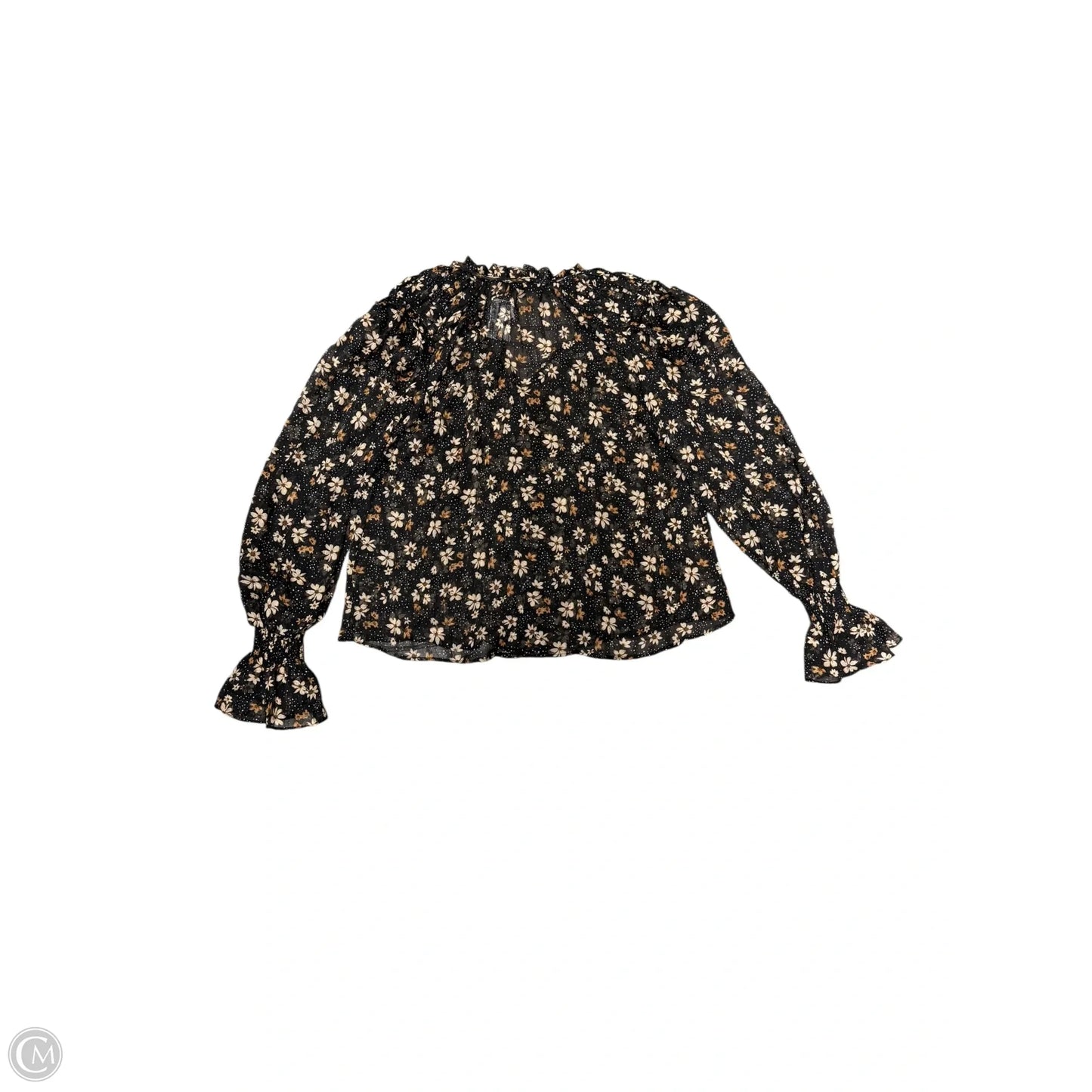 Top Long Sleeve By Blu Pepper In Black & Tan, Size: S