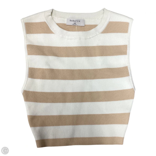 Top Sleeveless By Babaton In Tan & White, Size: Xxs