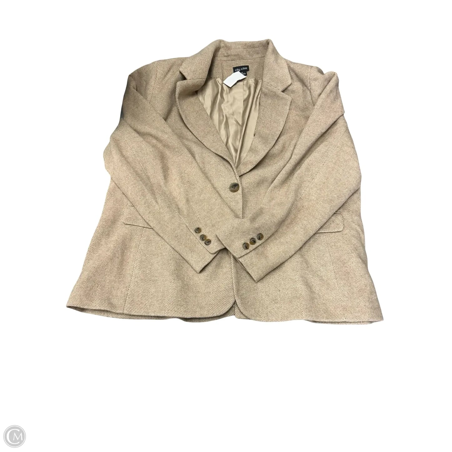 Blazer By City Chic In Tan, Size: 20
