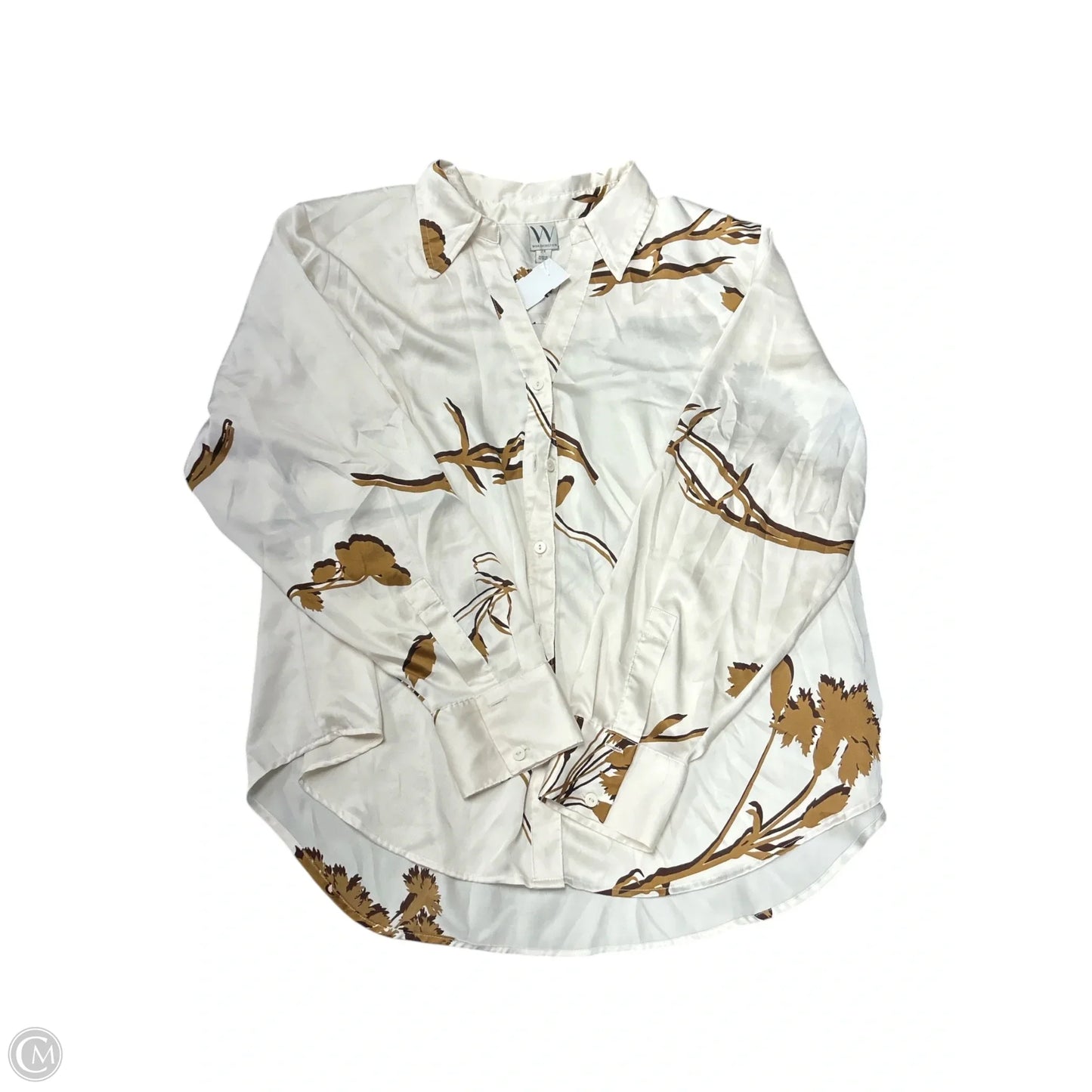 Blouse Long Sleeve By Worthington In Ivory, Size: 2x