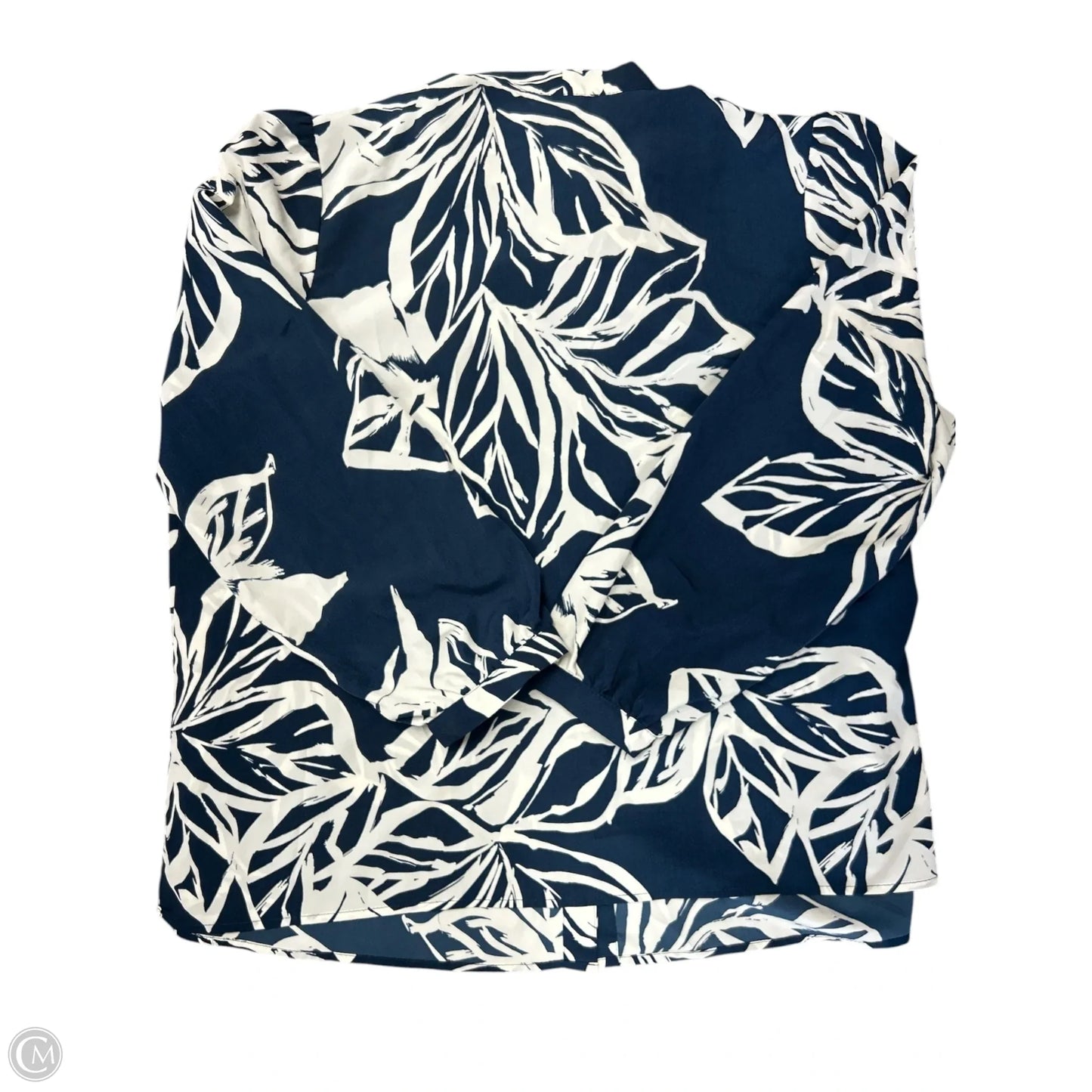 Blouse Long Sleeve By Eloquii In Blue & White, Size: 20