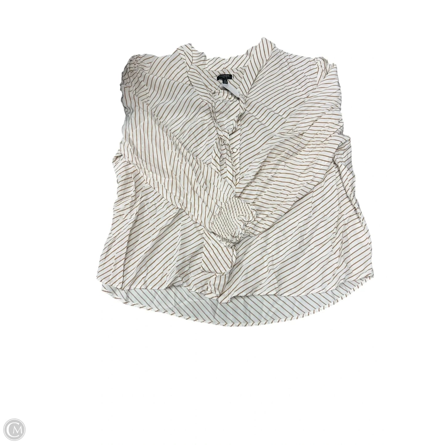 Blouse Long Sleeve By Talbots In Tan & White, Size: 2x