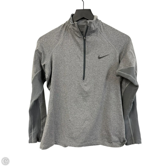 Athletic Top Long Sleeve Collar By Nike Apparel In Grey, Size: M