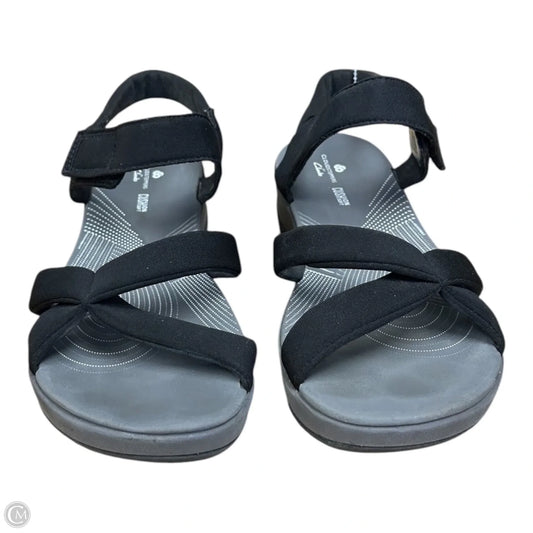 Sandals Flats By Clarks In Black & Grey, Size: 8