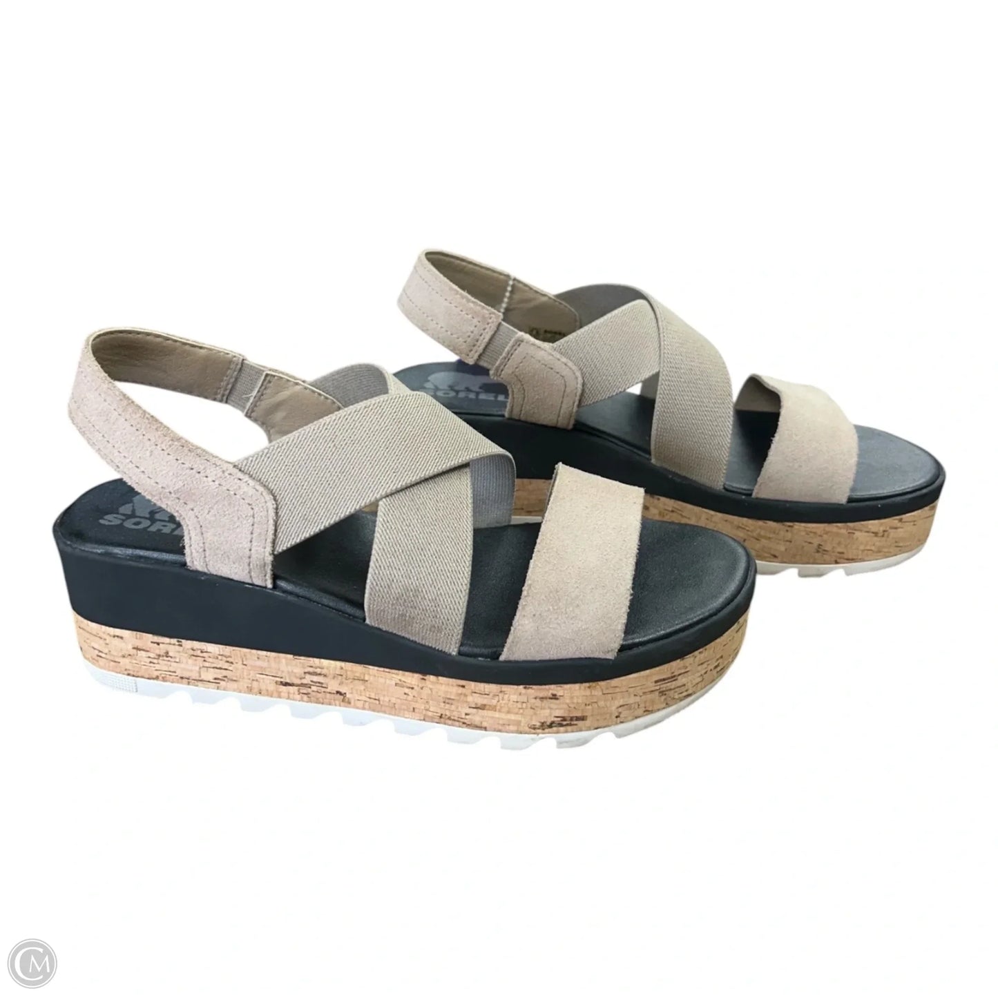 Sandals Heels Platform By Sorel In Black & Tan, Size: 7.5