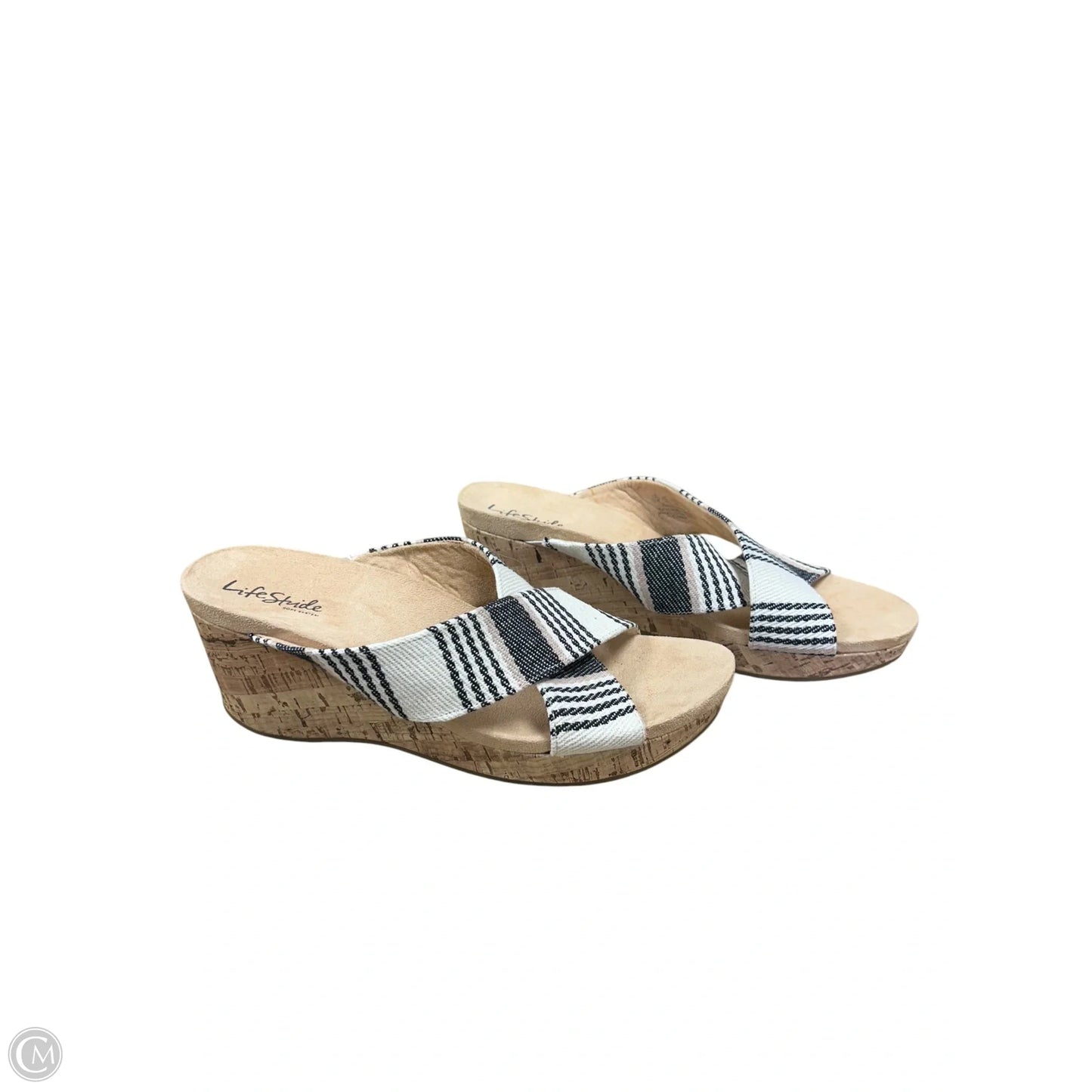 Sandals Heels Wedge By Life Stride In Black & Tan, Size: 11