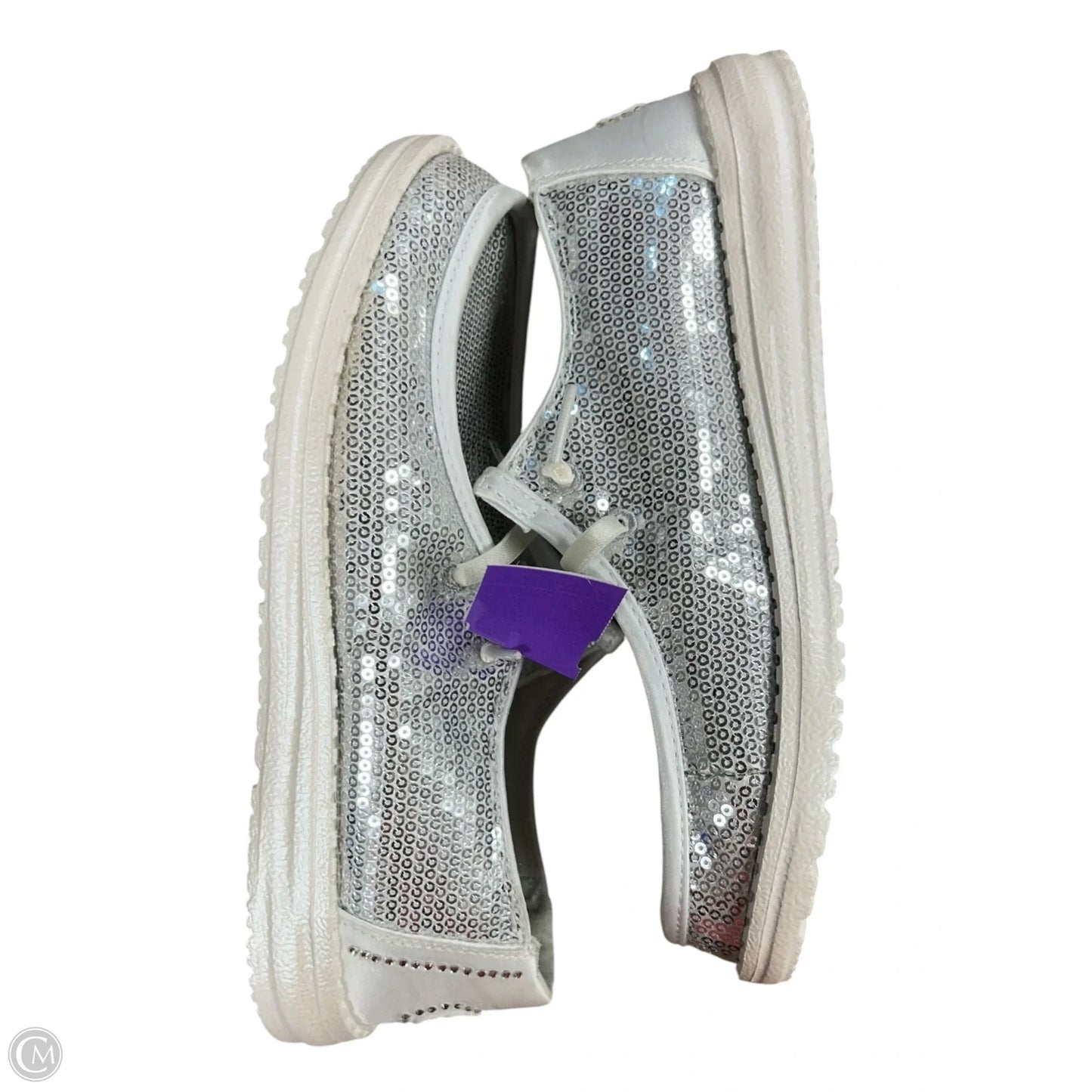 Shoes Flats By Hey Dude In Silver, Size: 7