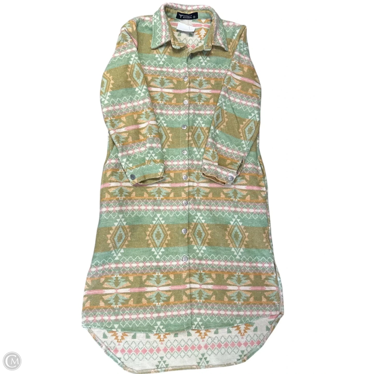 Dress Casual Midi By Lucky & Blessed In Green & Orange, Size: S