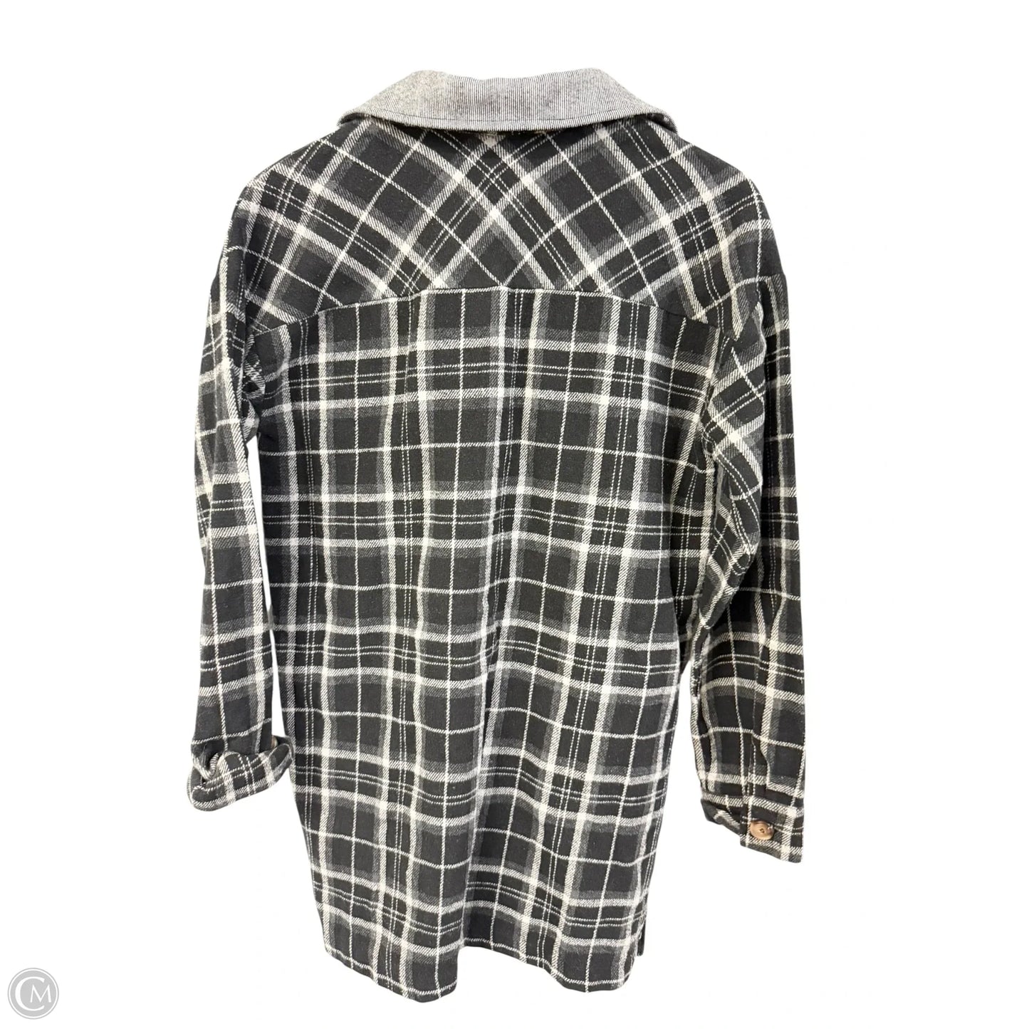 Jacket Shirt By Hem & Thread In Black & Grey, Size: S