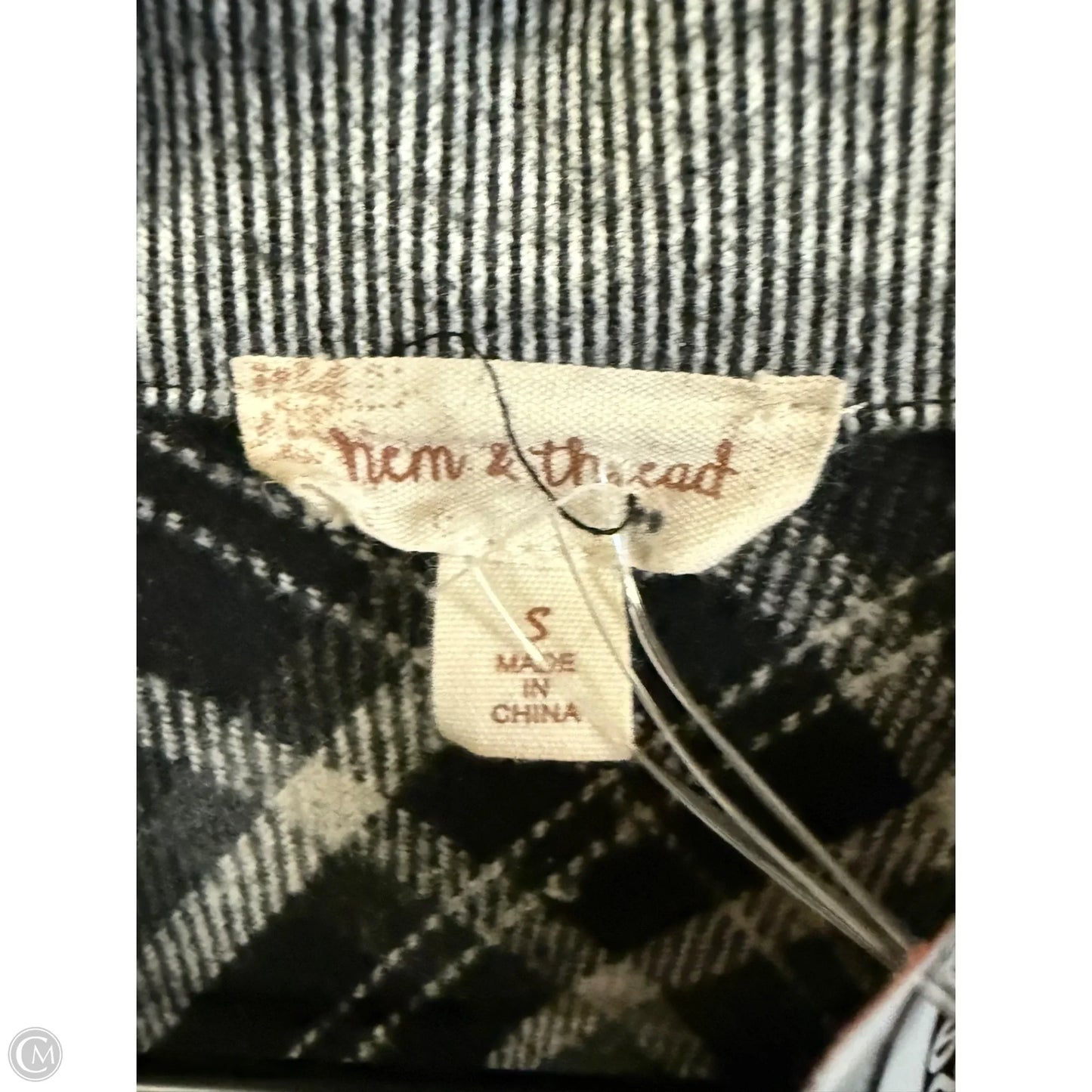 Jacket Shirt By Hem & Thread In Black & Grey, Size: S