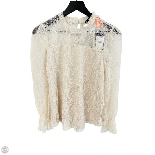 Top Long Sleeve By Adrianna Papell In Cream, Size: S