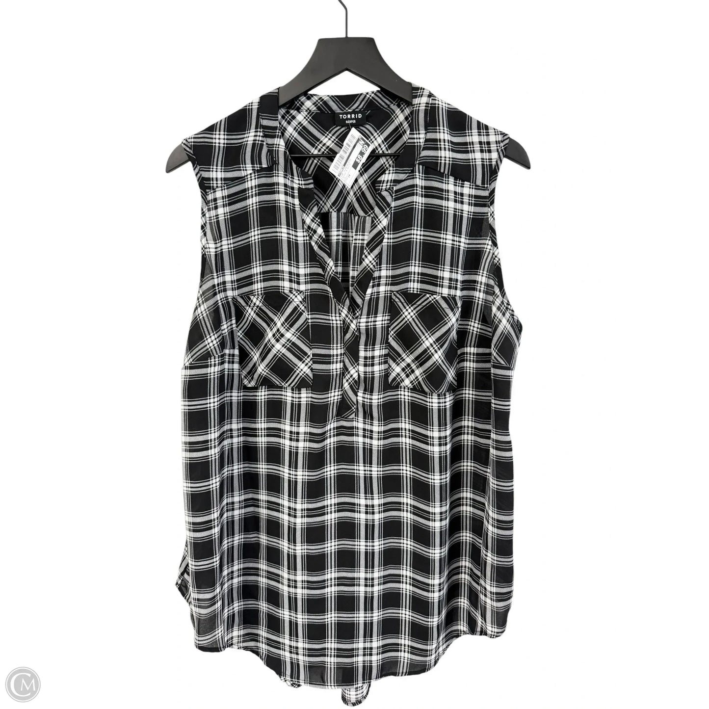 Top Sleeveless By Torrid In Black & White, Size: 1x