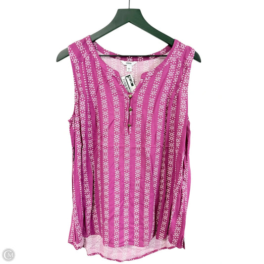 Top Sleeveless By Sonoma In Pink & White, Size: L