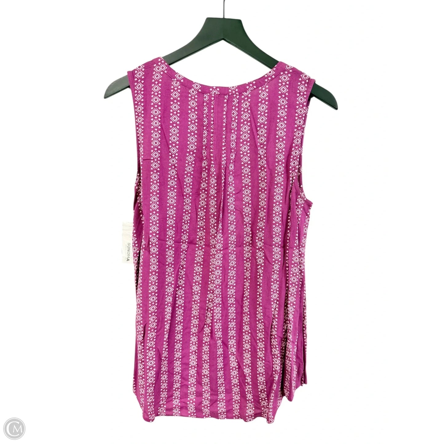Top Sleeveless By Sonoma In Pink & White, Size: L