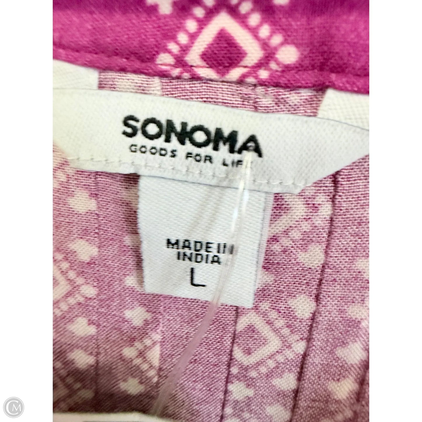 Top Sleeveless By Sonoma In Pink & White, Size: L