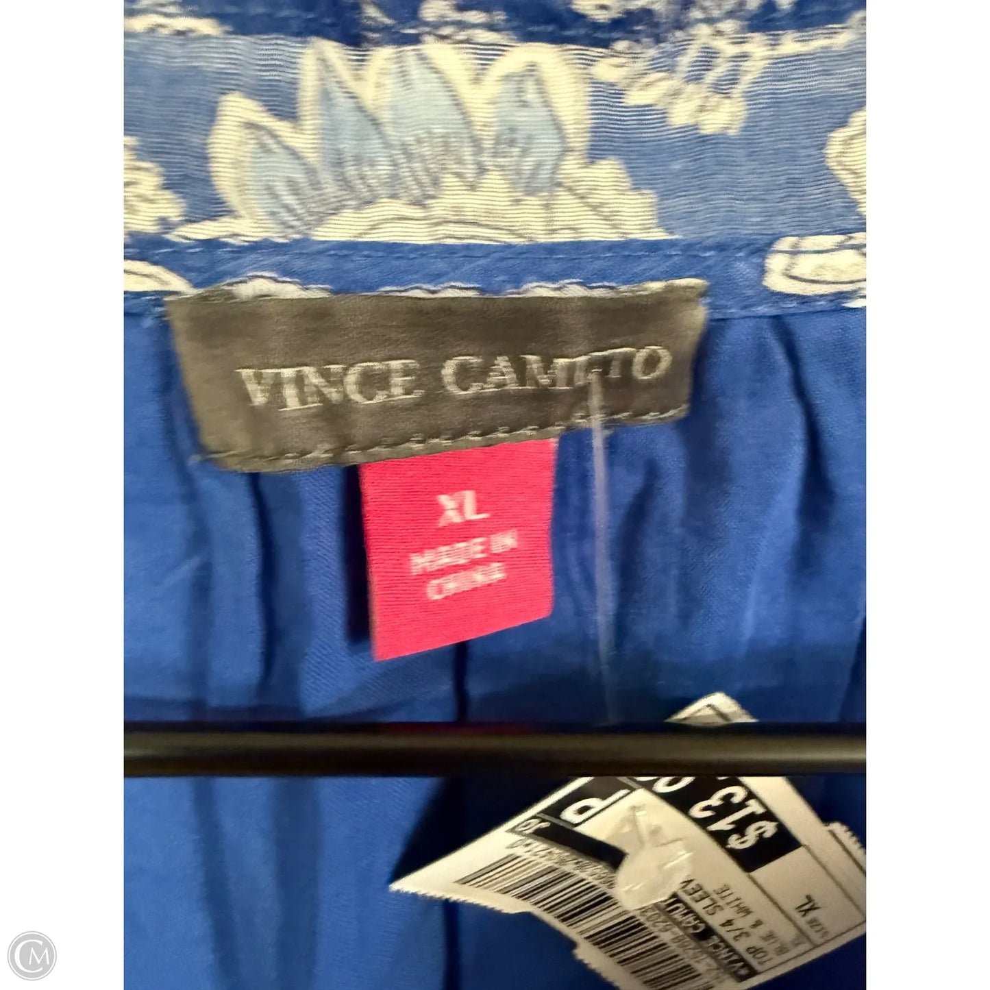 Top 3/4 Sleeve By Vince Camuto In Blue & White, Size: Xl