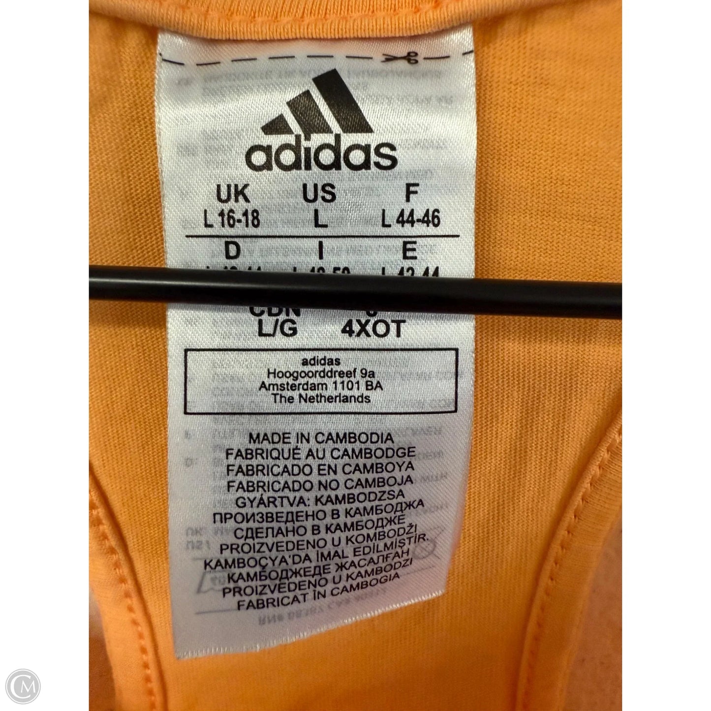 Top Sleeveless By Adidas In Orange, Size: L