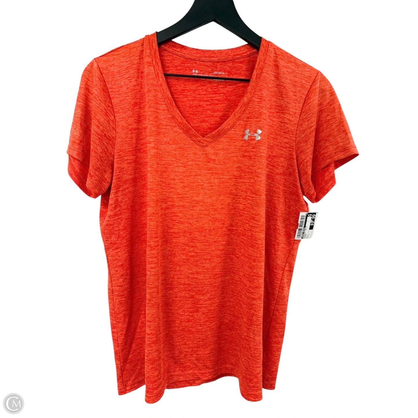 Athletic Top Short Sleeve By Under Armour In Orange, Size: L