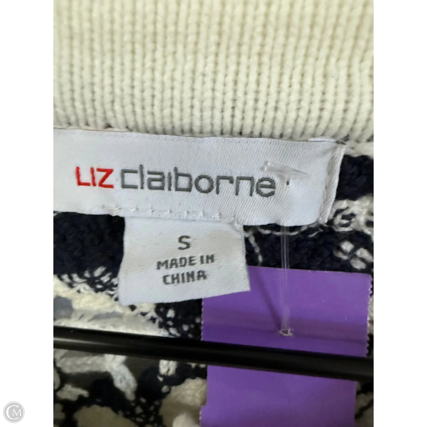 Cardigan By Liz Claiborne In Blue & White, Size: S