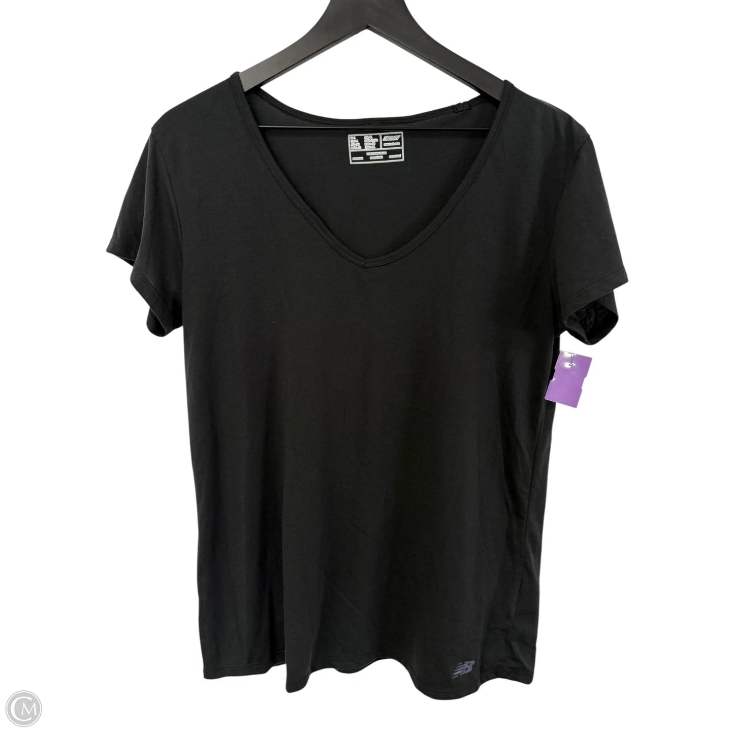 Athletic Top Short Sleeve By New Balance In Black, Size: L