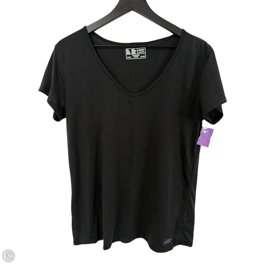 Athletic Top Short Sleeve By New Balance In Black, Size: L