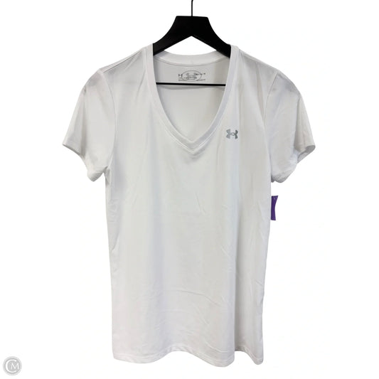 Athletic Top Short Sleeve By Under Armour In White, Size: M
