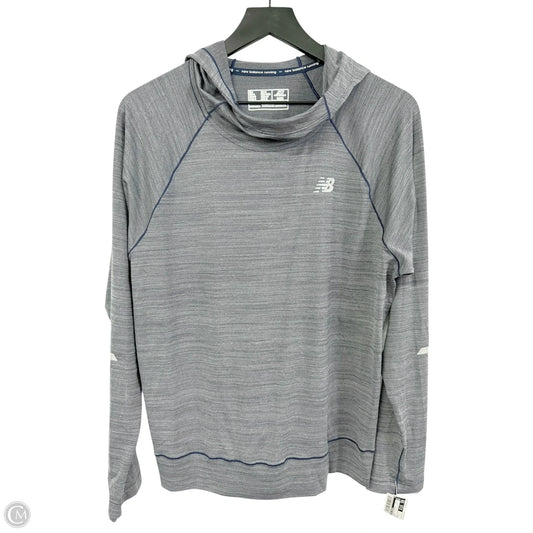 Athletic Top Long Sleeve Hoodie By New Balance In Blue, Size: L