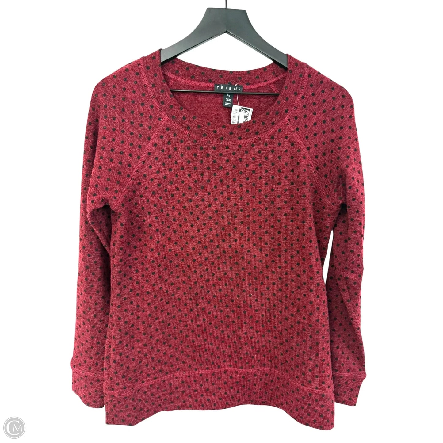Top Long Sleeve By Tribal In Black & Red, Size: S