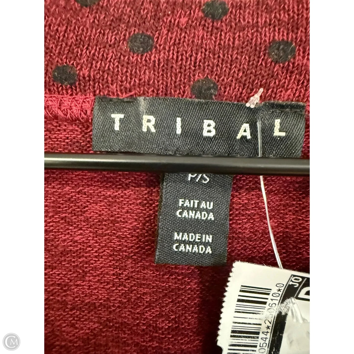 Top Long Sleeve By Tribal In Black & Red, Size: S