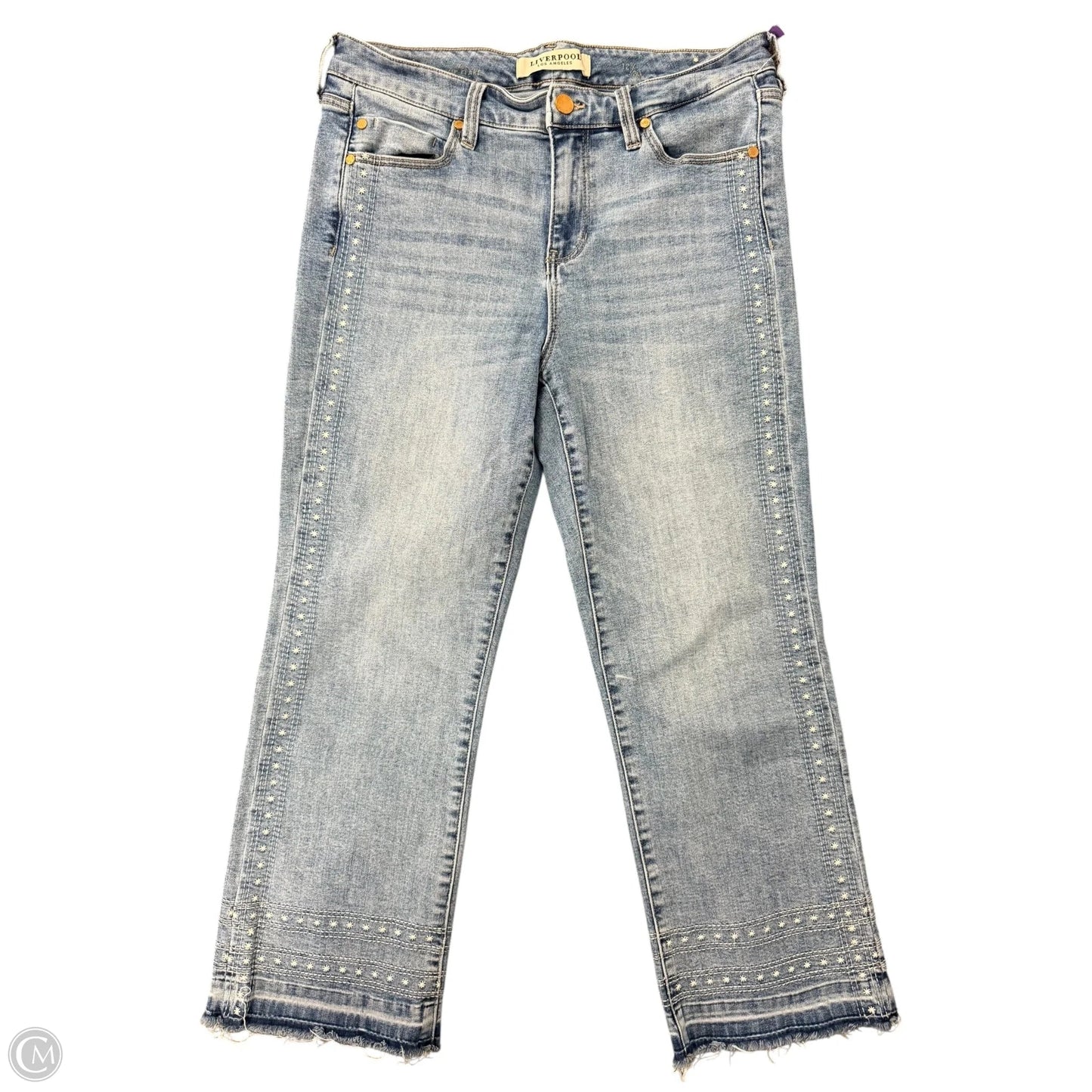 Jeans Cropped By Liverpool In Blue Denim, Size: 10