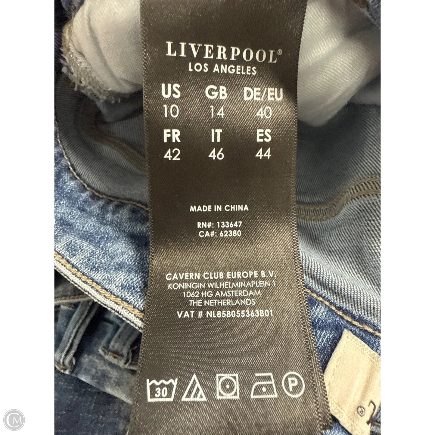 Jeans Cropped By Liverpool In Blue Denim, Size: 10