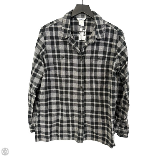 Blouse Long Sleeve By Duluth Trading In Black & Grey, Size: L