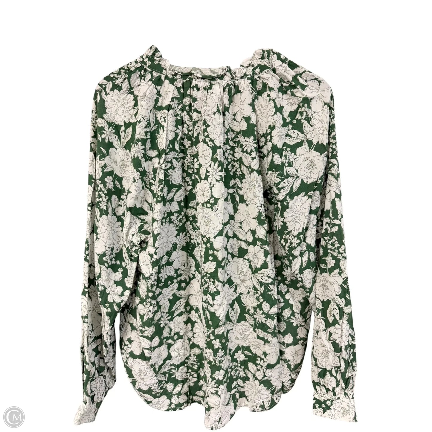 Top Long Sleeve By Clothes Mentor In Green & White, Size: L