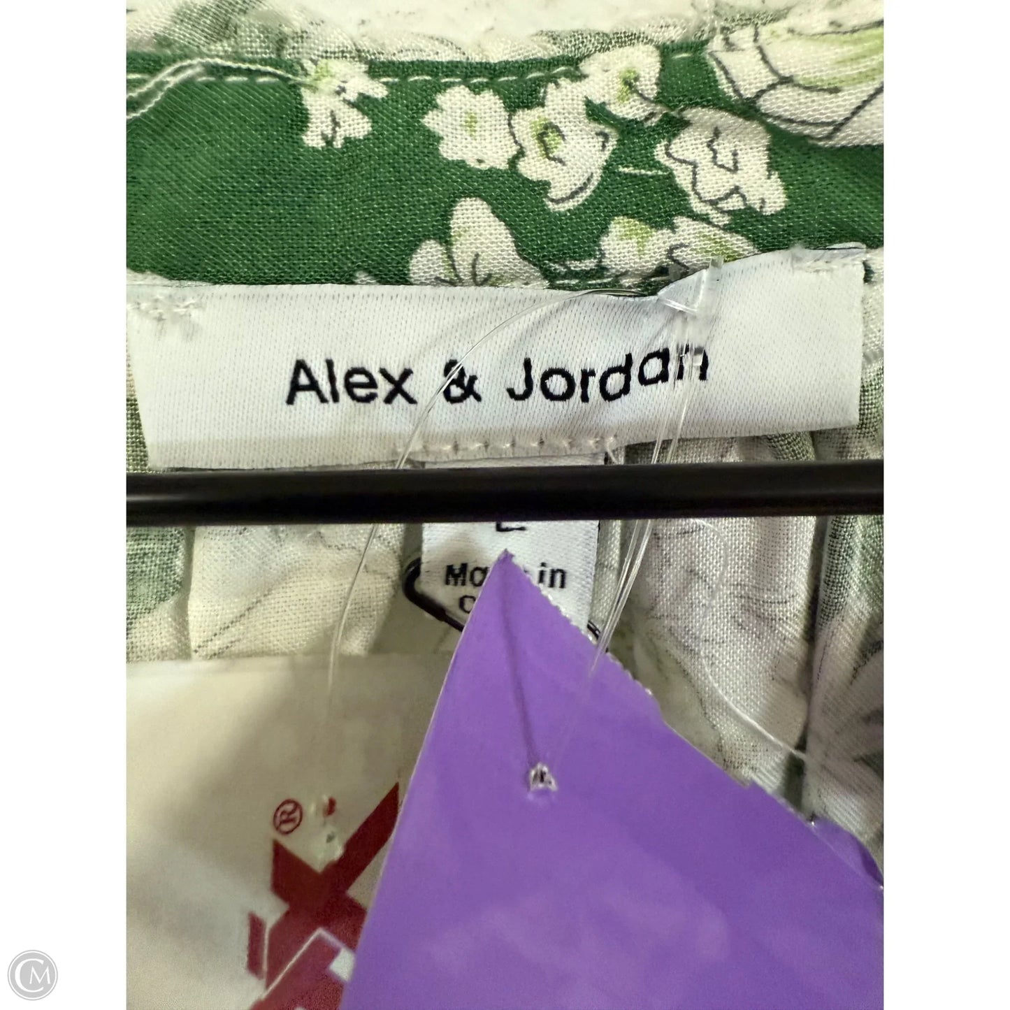 Top Long Sleeve By Clothes Mentor In Green & White, Size: L