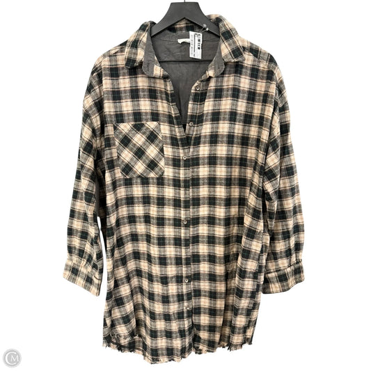 Blouse Long Sleeve By Cmc In Plaid Pattern, Size: L